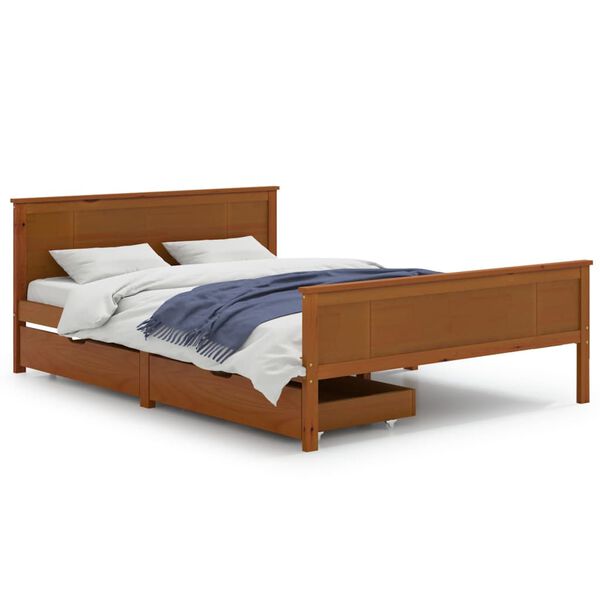 vidaXL Bedframe met 2 lades massief grenenhout honingbruin 160x200 cm