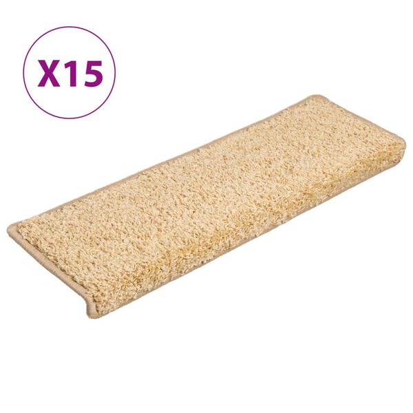 vidaXL Trapmatten 15 st 65x21x4 cm cr&egrave;me met rechthoekige rand