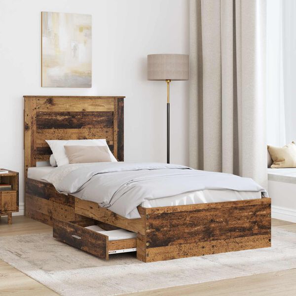 vidaXL Bedframe met lade met hoofdeinde met opslag Bewerkt hout