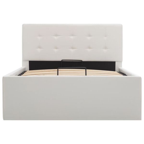 vidaXL Bedframe met opslag hydraulisch kunstleer wit 100x200 cm