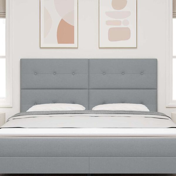 vidaXL LED Hoofdbord met LED-striplichten Lichtgrijs 180 cm Polyester