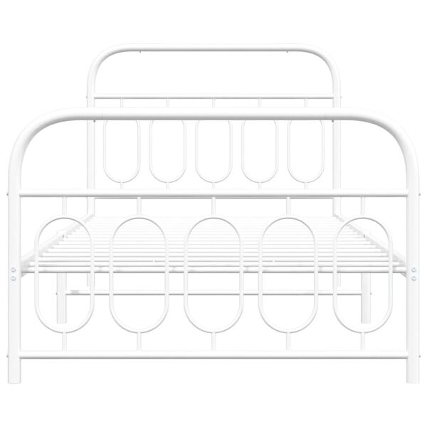 vidaXL Bedframe met hoofd- en voeteneinde metaal wit 100x190 cm