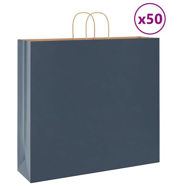 vidaXL Papieren zakken 50 st met hengsels 54x15x49 cm blauw