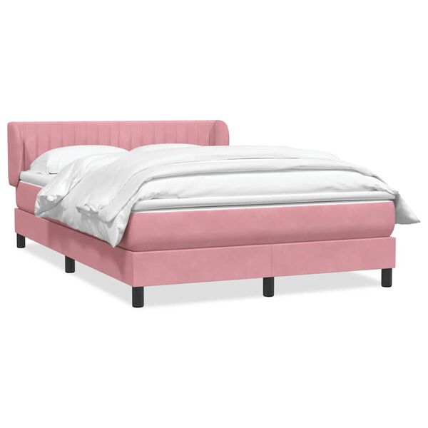 vidaXL Boxspring met matras fluweel roze 160x210 cm