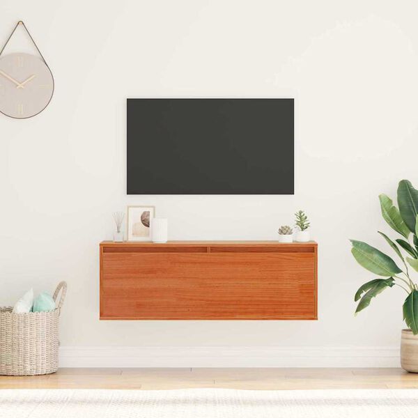 vidaXL Wandkast met plank Wasbruin 100 x 30 x 35 cm Massief grenenhout