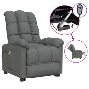vidaXL Massagestoel elektrisch stof donkergrijs