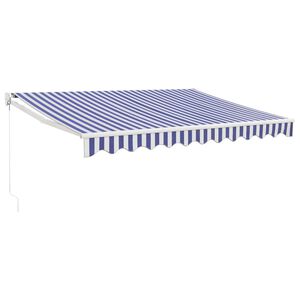 vidaXL Luifel uittrekbaar 3x2,5 m stof en aluminium blauw en wit