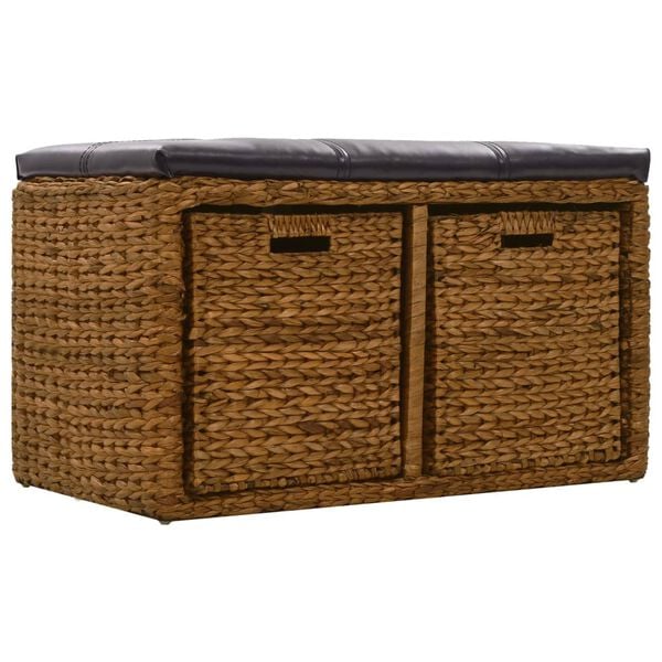 vidaXL Bankje met 2 manden 71x40x42 cm zeegras bruin