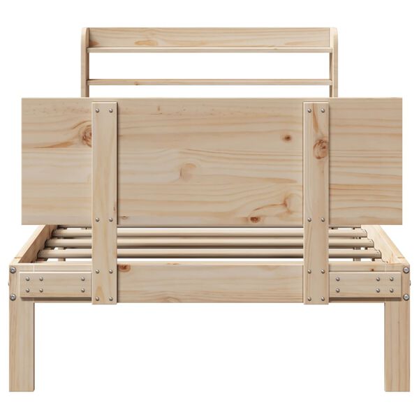 vidaXL Bedframe met hoofdbord massief grenenhout 75x190 cm