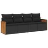 vidaXL 4-delige Loungeset met kussens poly rattan zwart