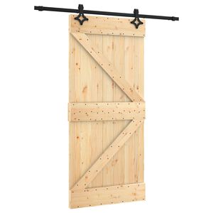 vidaXL Schuifdeur Naturel en Zwart 95 x 210 cm Massief Grenenhout