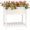 vidaXL Plantenbak met schap 82,5x54x81 cm massief grenenhout wit