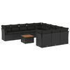 vidaXL 12-delige Loungeset met kussens poly rattan zwart