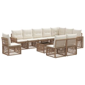 vidaXL Tuinbankenset 11 pcs Beige en Cr&egrave;me Wit poly rattan