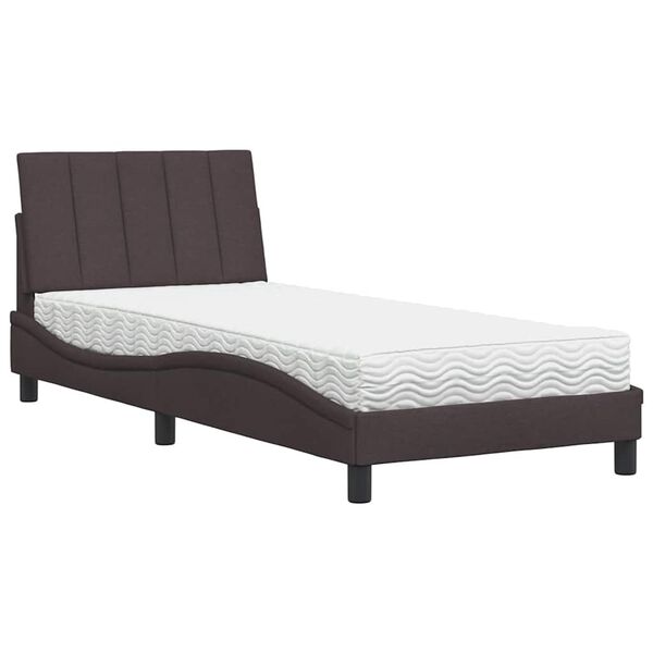 vidaXL Bed met matras "Hanko" stof donkerbruin 90x190 cm
