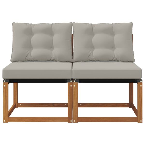 vidaXL 2 Stuk Buitenzitmiddelsofa Massief acaciahout en Textilene Stof