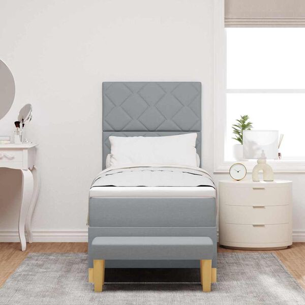 vidaXL Boxspring bed met matras Lichtgrijs 80 x 200 cm Stof