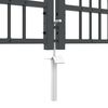 vidaXL Hekpoort met Spear Boven met slot Grijs 404 x 100 cm Staal