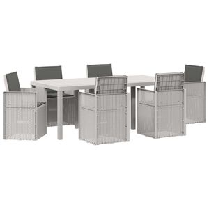 vidaXL Tuin eettafelset met kussen 7 pcs Wit en antracietkleurig PP