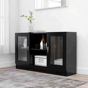 vidaXL Vitrinekast 120x30,5x70 cm bewerkt hout zwart