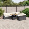 vidaXL 10-delige Loungeset met kussens poly rattan zwart