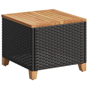 vidaXL Tuintafel 45x45x37 cm poly rattan en acaciahout zwart