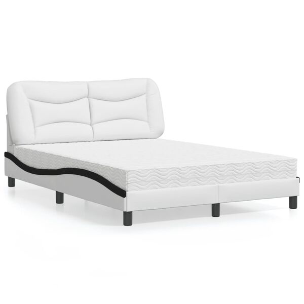vidaXL Bed met matras "Hvar" kunstleer zwart en wit 120x200 cm