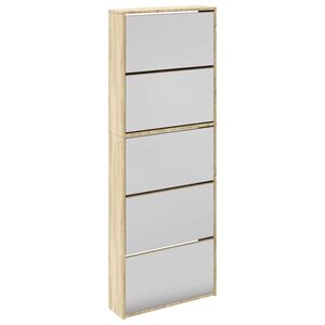 vidaXL Schoenenkast met 5 spiegels 63x17x169,5 cm eikenhout