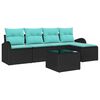 vidaXL Bankstel 6 st Zwart en Turquoise poly rattan