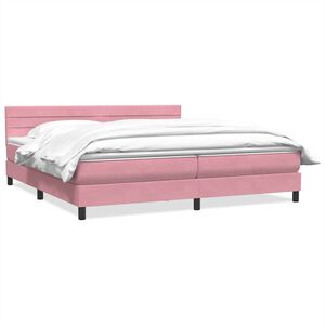 vidaXL Boxspring met matras fluweel roze 180x210 cm