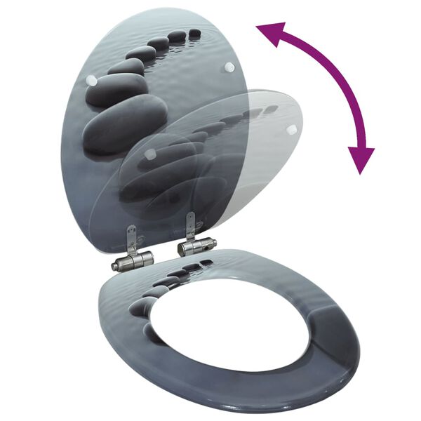 vidaXL Toiletbril met soft-close deksel stenen MDF