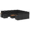 vidaXL 13-delige Loungeset met kussens poly rattan zwart