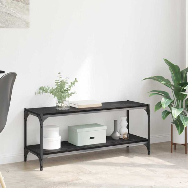 vidaXL TV-kast Zwart Eiken 100x33x41cm Gemonteerd hout en ijzer