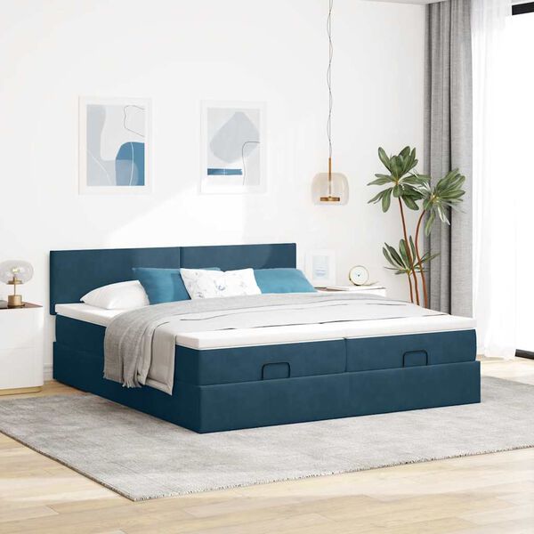 vidaXL Ottoman bed met matrassen en LED's 160x200cm fluweel