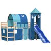 vidaXL Kinderhoogslaper met toren 80x200 cm massief grenenhout blauw