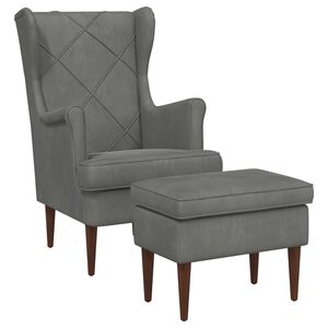 vidaXL Fauteuil met Voetenbank 2 st Donkergrijs Fluweel