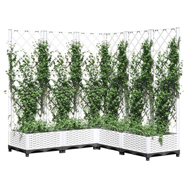 vidaXL Plantenbak met latwerk 120x120x121,5 cm polypropeen wit