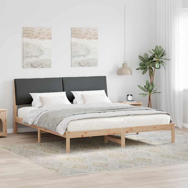 vidaXL Bedframe Bruin en donkergrijs 200 x 200 cm Massief grenenhout