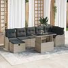 vidaXL Tuin Sofa Set met kussen met opslag 8 pcs Lichtgrijs Poly riet
