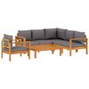 vidaXL 5-delige Loungeset met kussens massief acaciahout