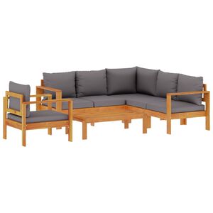 vidaXL 5-delige Loungeset met kussens massief acaciahout