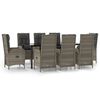 vidaXL 9-delige Tuinset met kussens poly rattan zwart en grijs