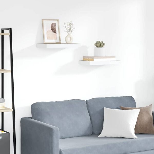 vidaXL Wandschappen zwevend 2 st 50x23x3,8 cm MDF eikenkleurig en wit