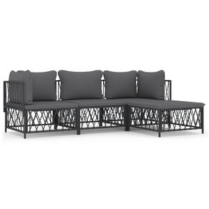 vidaXL 4-delige Loungeset met kussens staal antracietkleurig