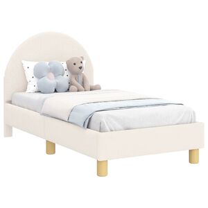 vidaXL Peuterbedframe met hoofdbord Cr&egrave;mekleurig 70 x 140 cm Boucl&eacute;