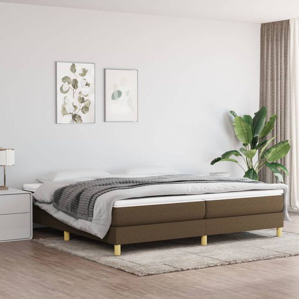 vidaXL Boxspring bed stof donkerbruin 200x200 cm
