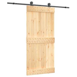 vidaXL Schuifdeur Naturel en Zwart 95 x 210 cm Massief Grenenhout