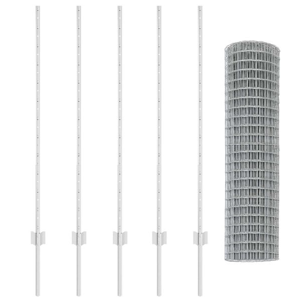 vidaXL Hek met Paal Zilver 1,2 x 10 m Staal