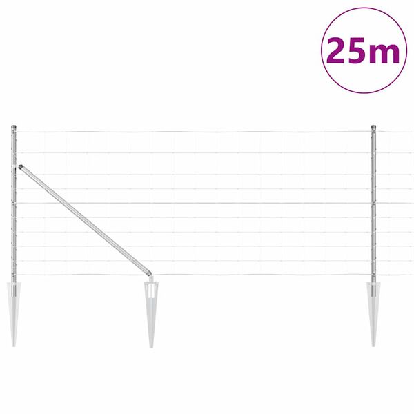 vidaXL Afrasteringspaal Gegalvaniseerd 25 x 1 m Staal