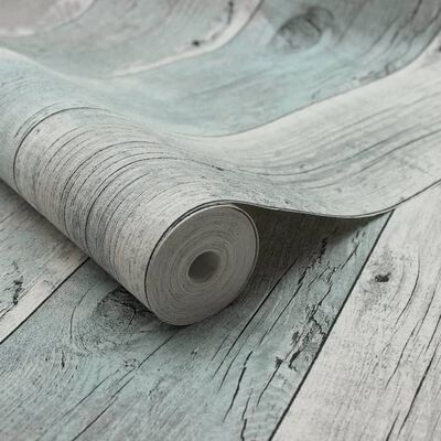 Topchic Behang Wooden Planks grijs en blauw